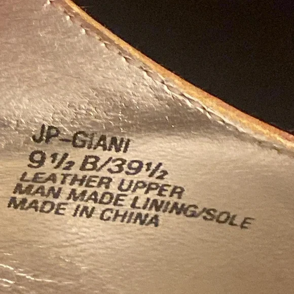 Jessica Simpson Giani tan leather wedge espadrille heel gold buckle size 9.5 - Picture 8 of 12